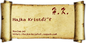 Hajka Kristóf névjegykártya